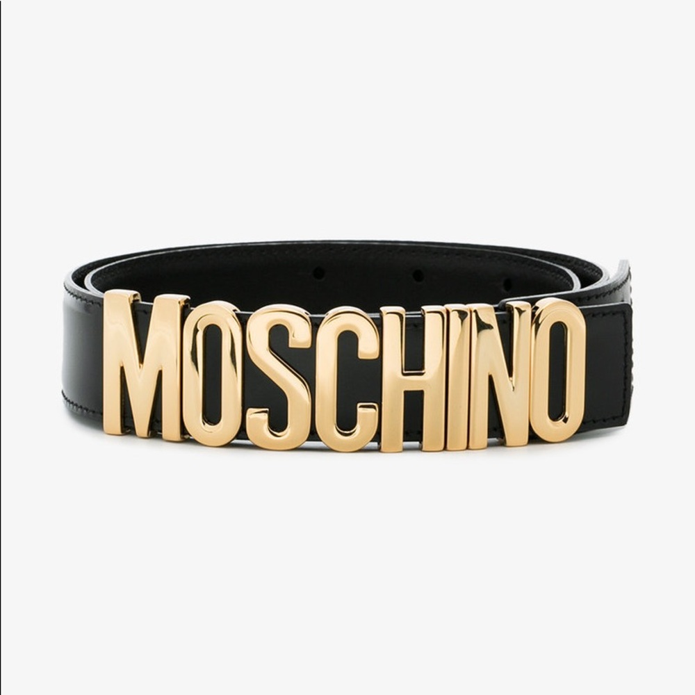 AUTHENTIC Leather Moschino Logo Belt